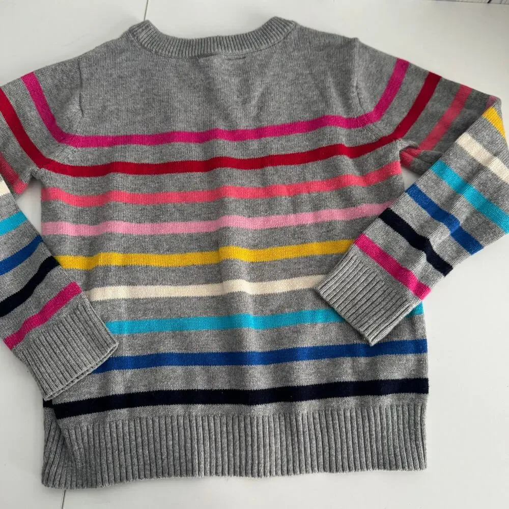 GAP Kids Crazy Striped Sweater Gray Pink Ribbed Cotton Casual Girls Small
